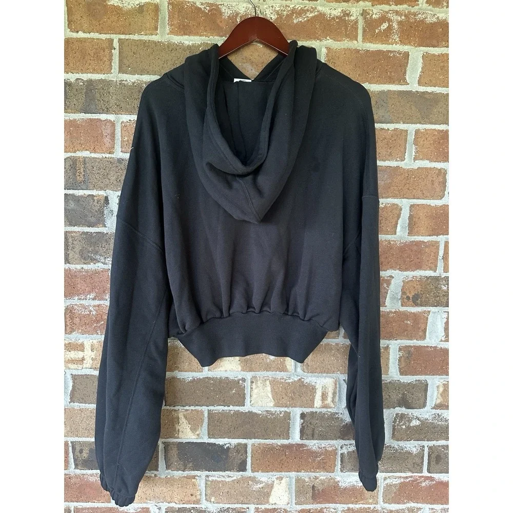 NIKE  Oversized Cropped French Terry Pullover Hoodie Black Size Large